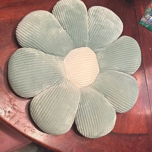 Floral Corduroy Pillow - Green and Cream Used - Picture 1 of 2